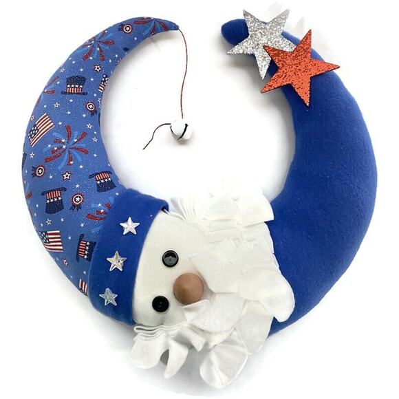 Patriotic Front Door Wreath Half Moon Window Wall Decor 16.5" x 15" - Picture 2 of 8